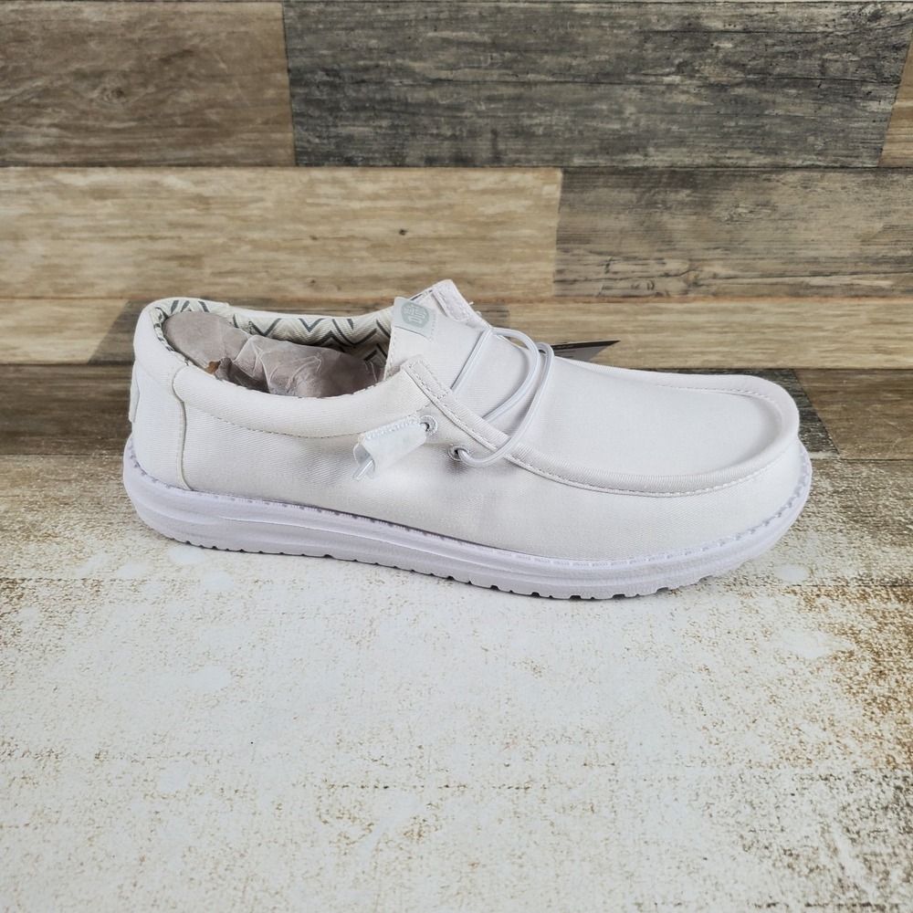 Hey Dude‎ Wally Stretch Womens Loafer Shoes Sz 7 White Comfort Canvas Slip On